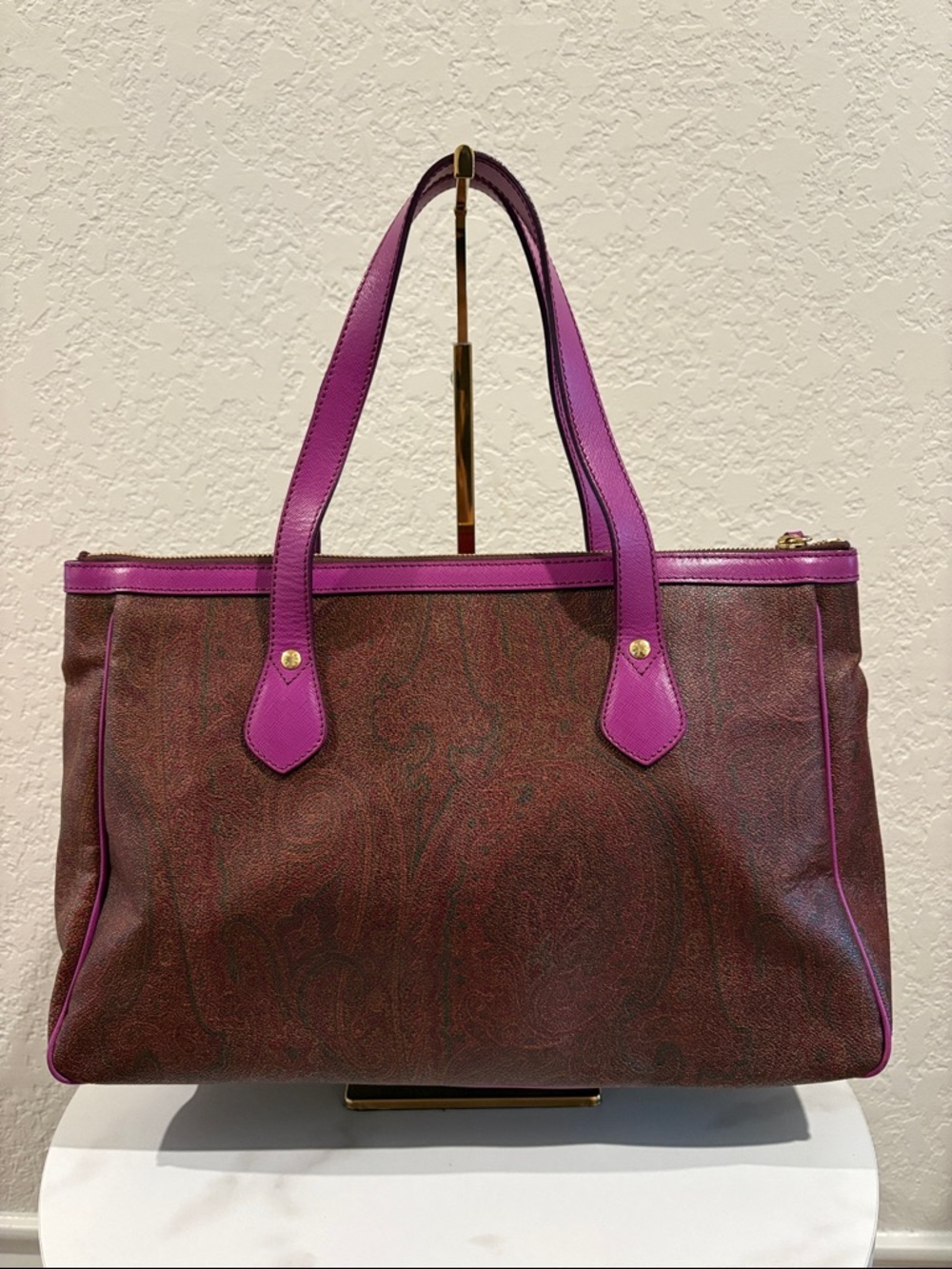 Etro Paisley Purple-Trim Patterned Women's Tote Bag